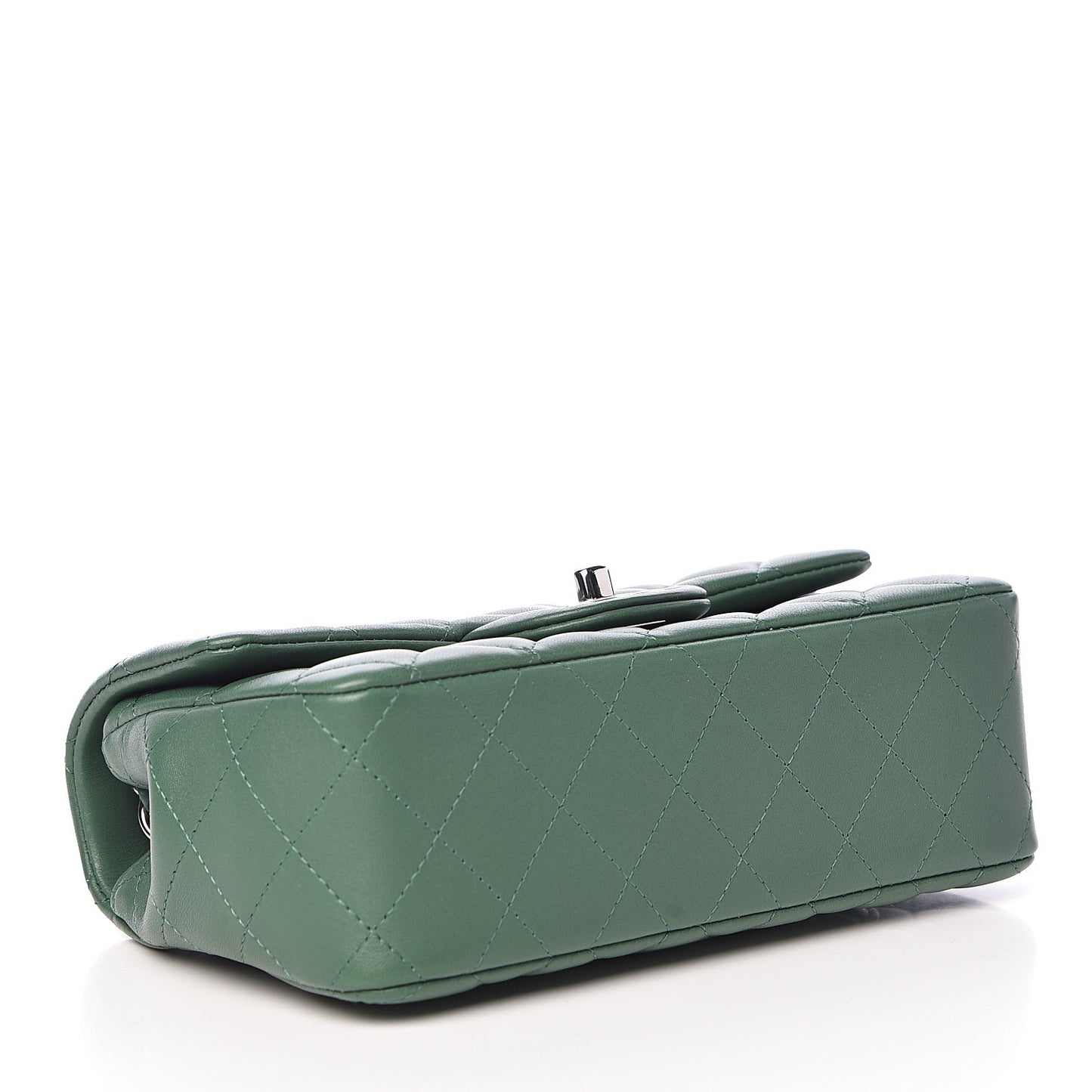 Lambskin Quilted Mini Rectangular Flap Green