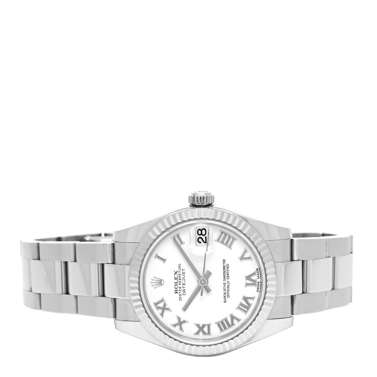 Rolex Stainless Steel 18K White Gold 31mm Oyster Perpetual Datejust Watch White Roman 178274 2 of 5