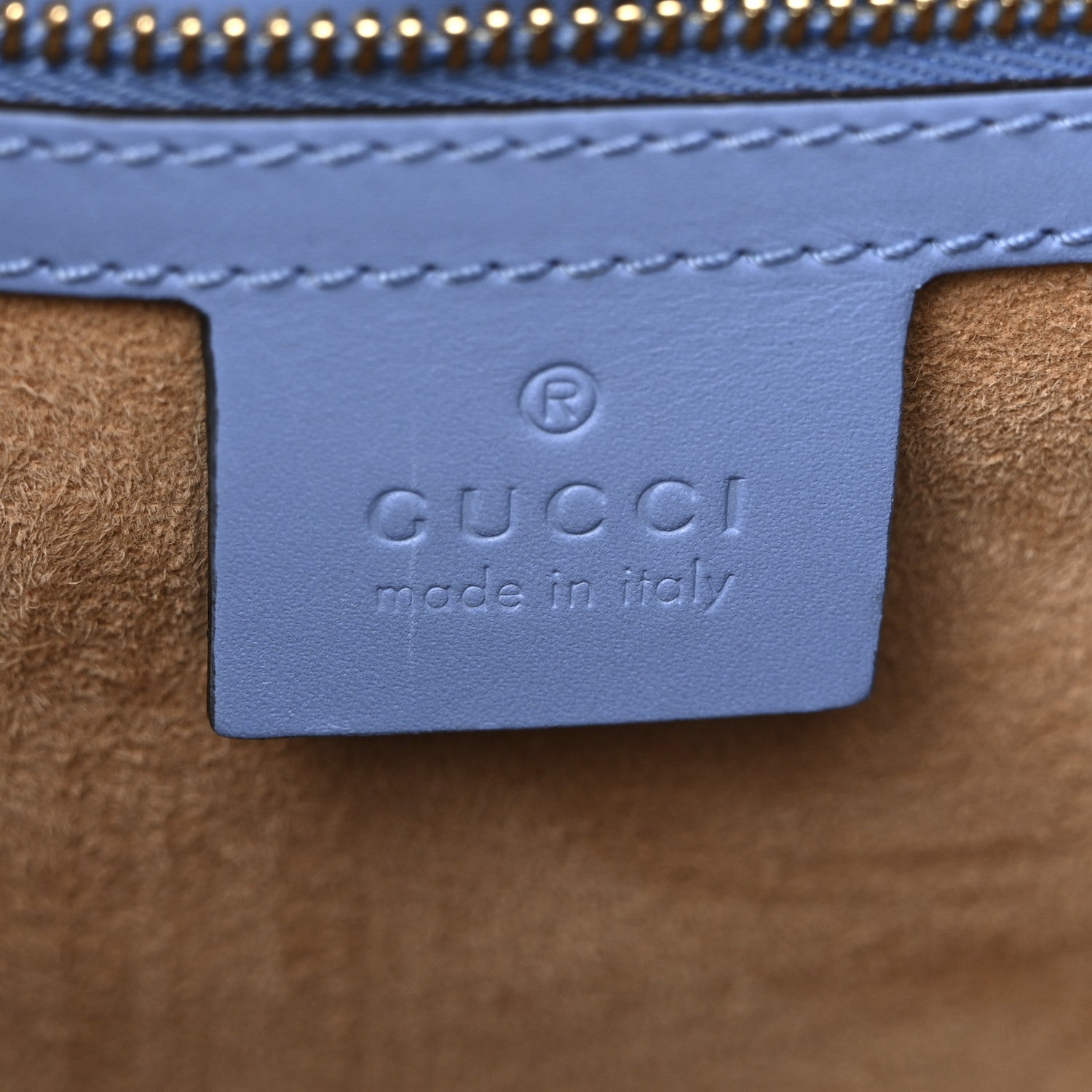 Gucci Calfskin Embroidered Medium Sylvie Top Handle Bag Clear Sky Blue 6 of 14