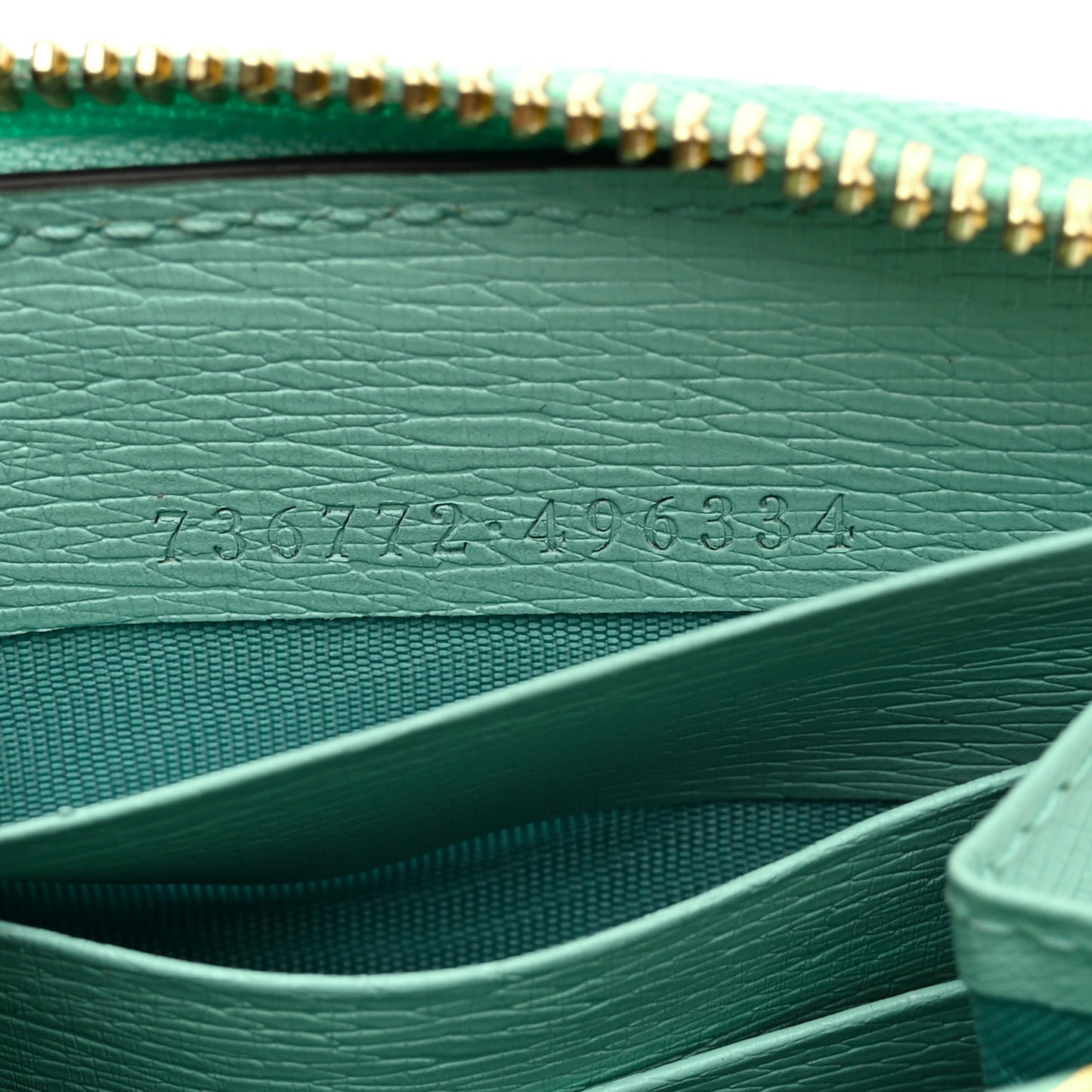 X PIKARAR Textured Dollar Calfskin Animal Print Zip Around Wallet Green