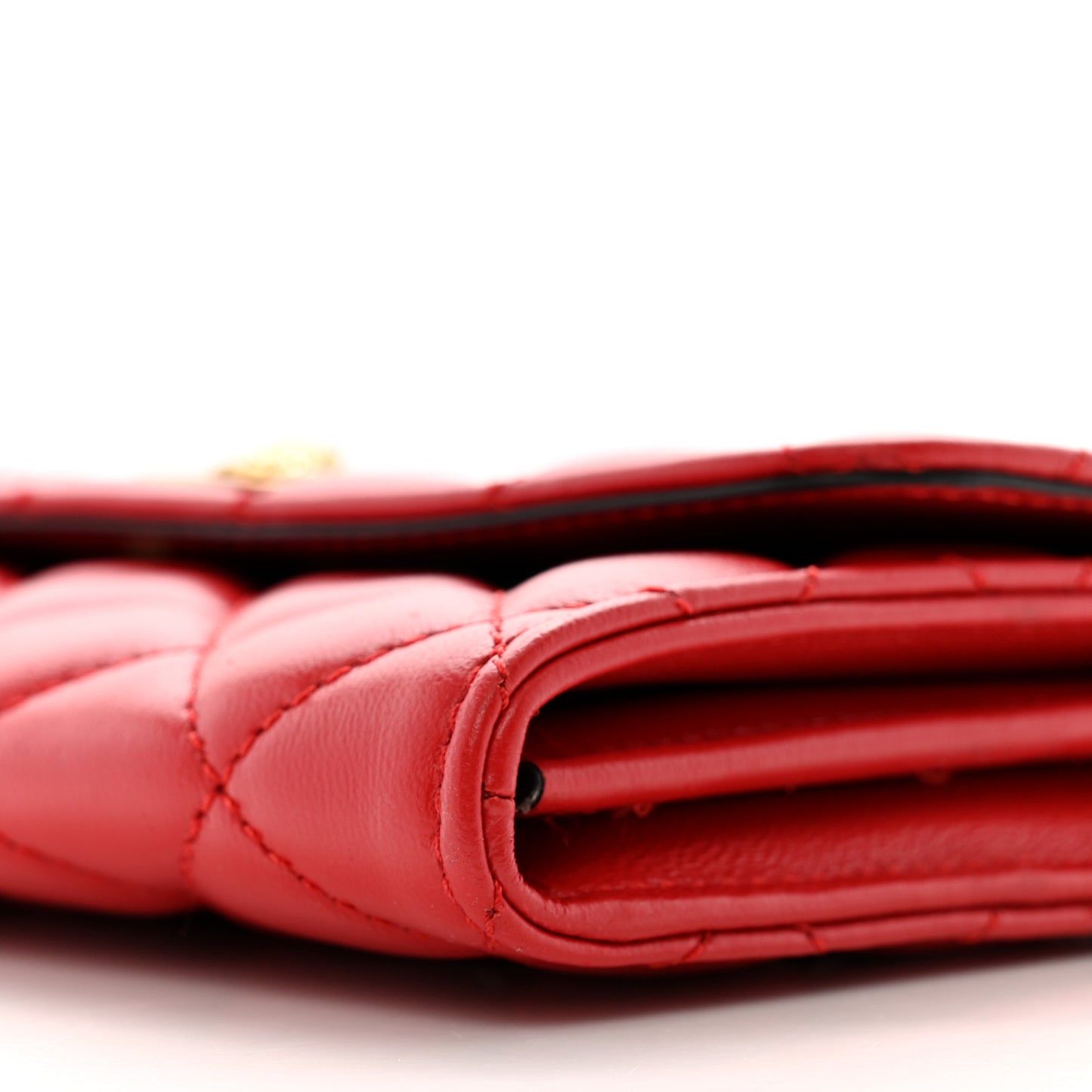 Lambskin Quilted Medusa Wallet On Chain Crossbody Red