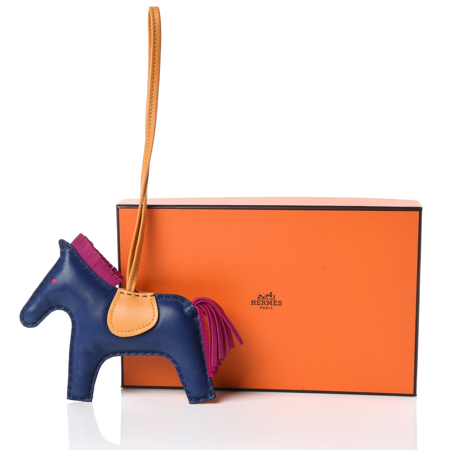 Milo Lambskin Grigri Rodeo Horse Bag Charm MM Bleu Saphir Rose Pourpre Naturel Bouton D'Or