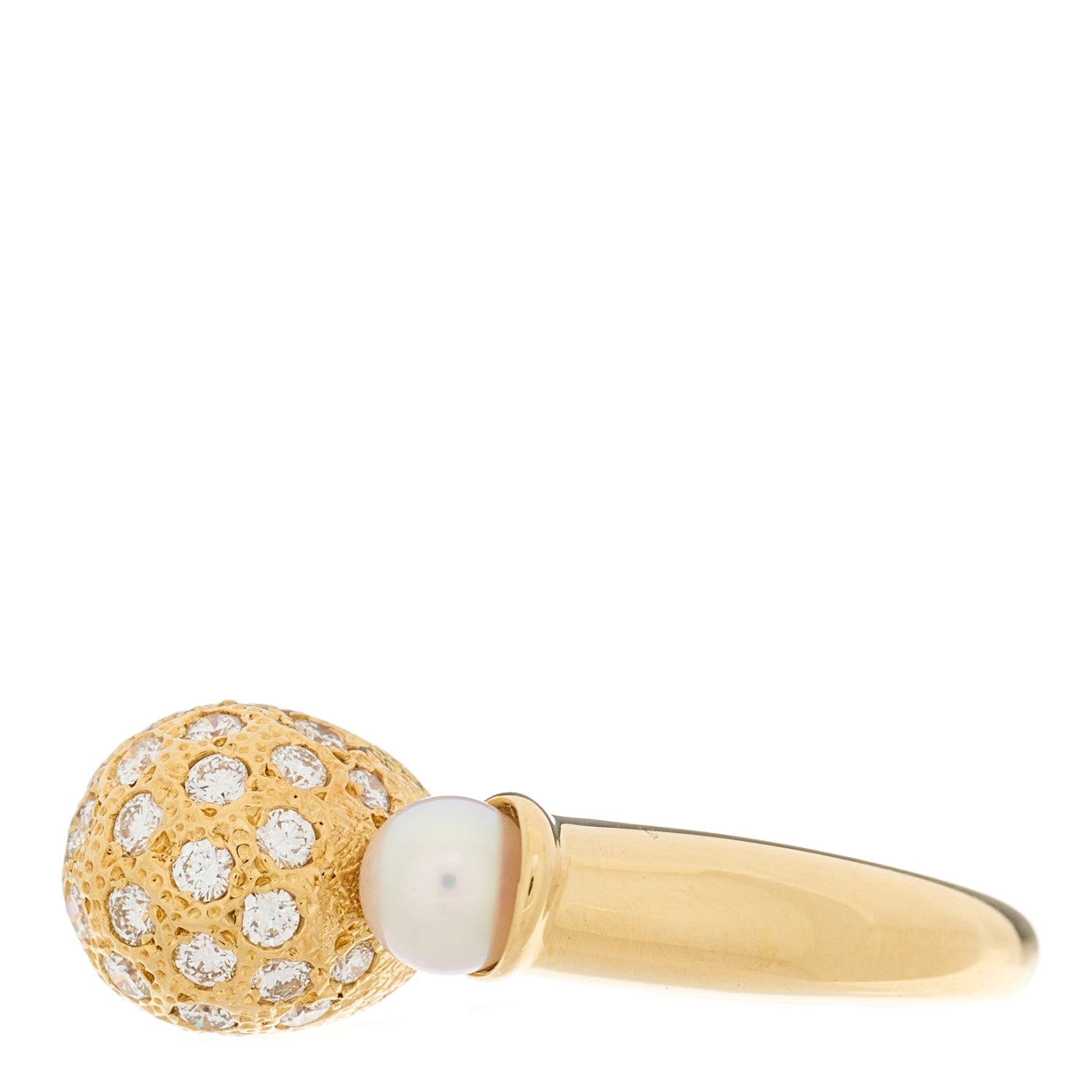 Mikimoto 18K Yellow Gold Diamond Akoya Pearl Ball Ring 51 5.75 3 of 5
