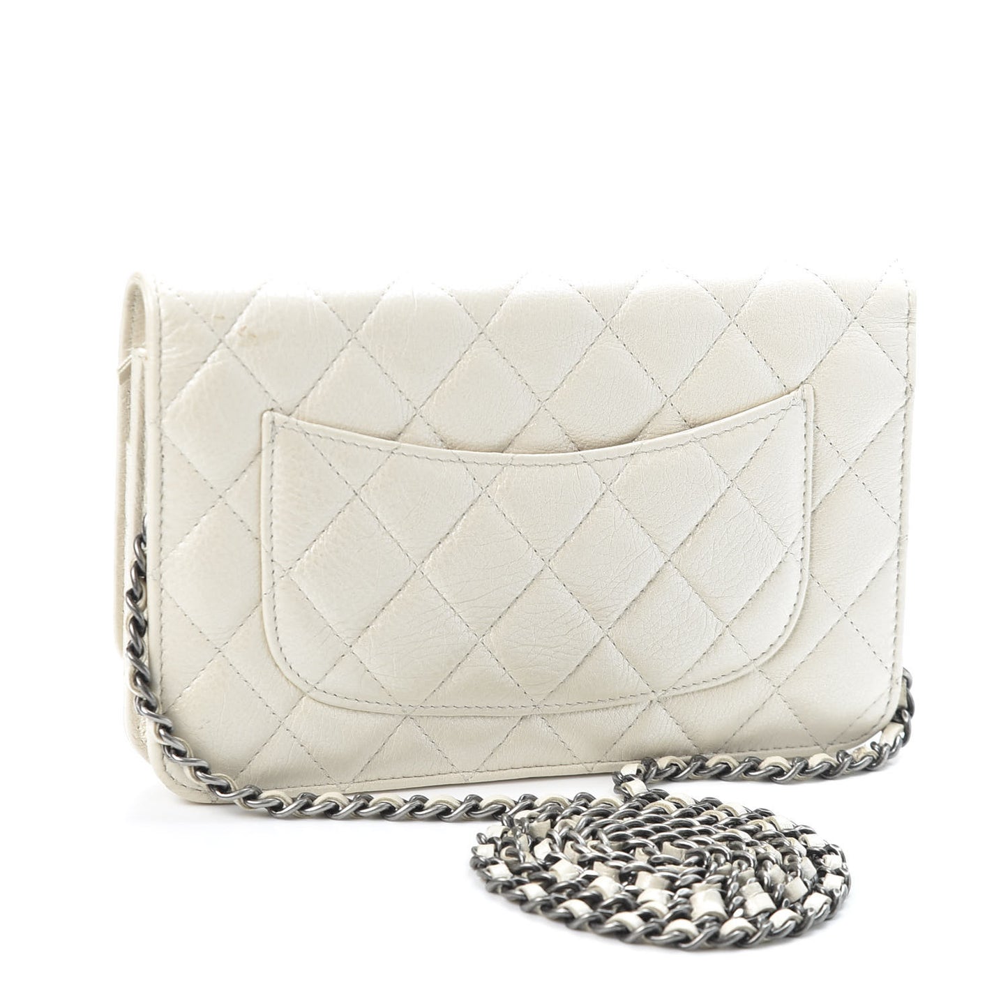 Metallic Calfskin Lucky Charms Casino 2.55 Reissue Wallet On Chain WOC Ivory
