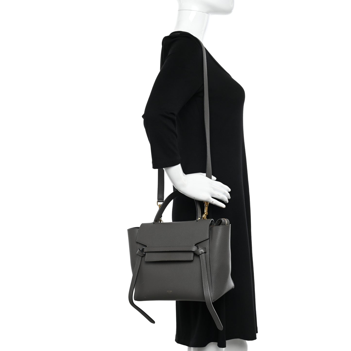 Grained Calfskin Micro Belt Bag Grey