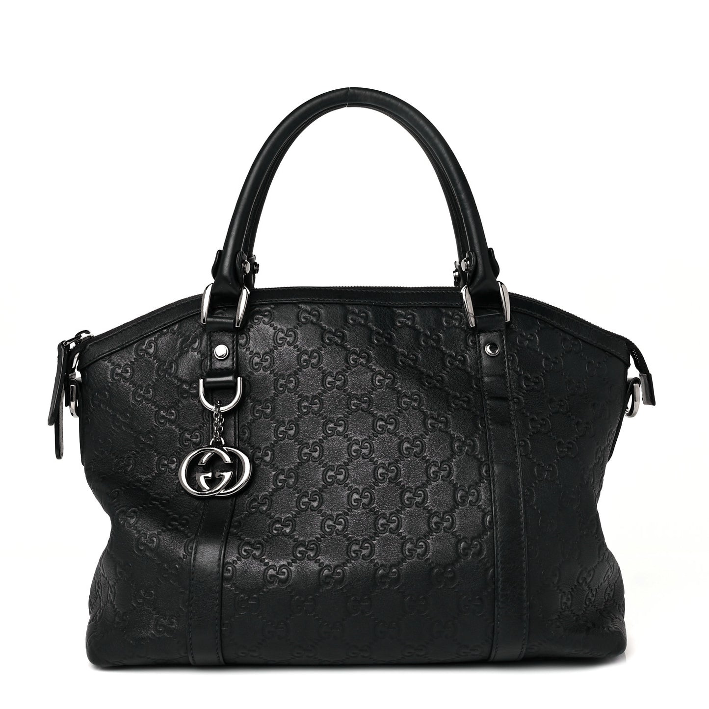Guccissima Medium GG Charm Dome Satchel Black