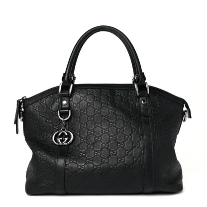 Gucci Guccissima Medium GG Charm Dome Satchel Black 2 of 8