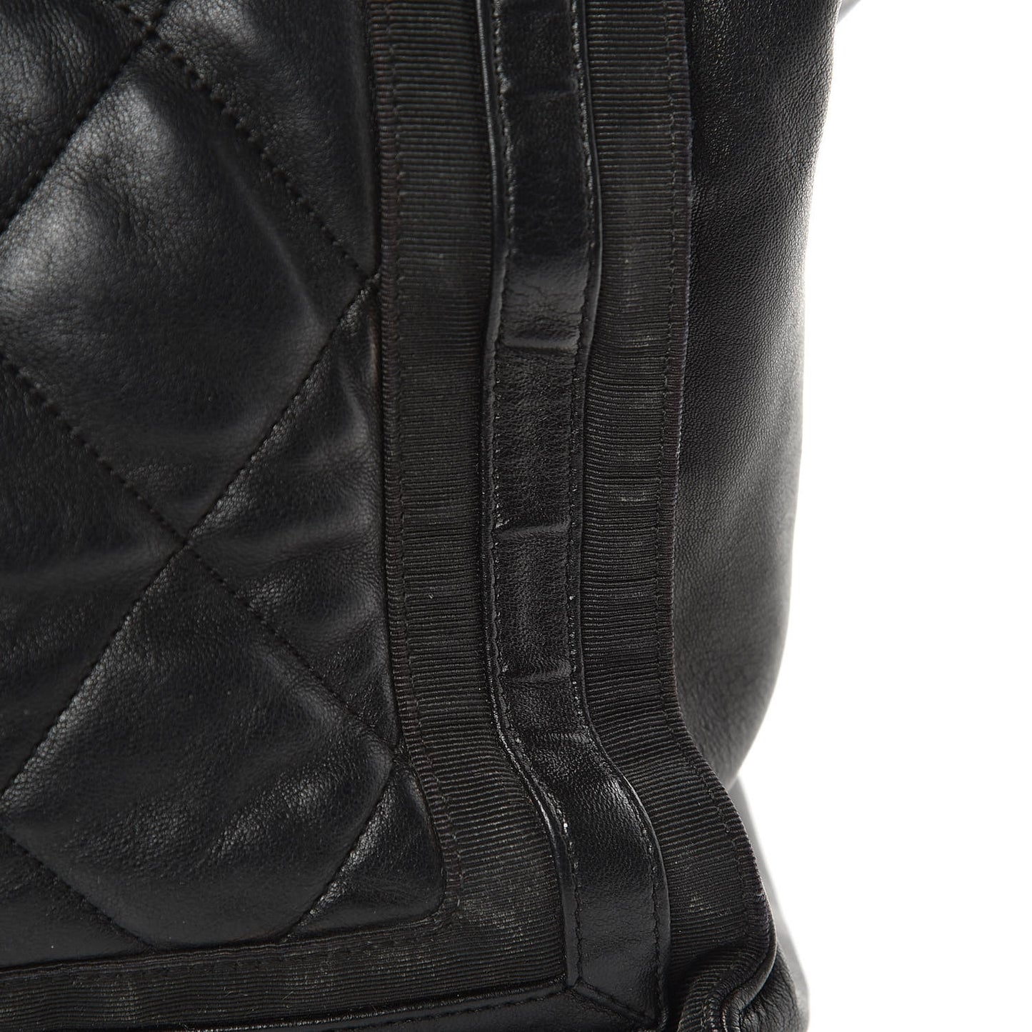 Lambskin Quilted Lido Shopping Tote Black