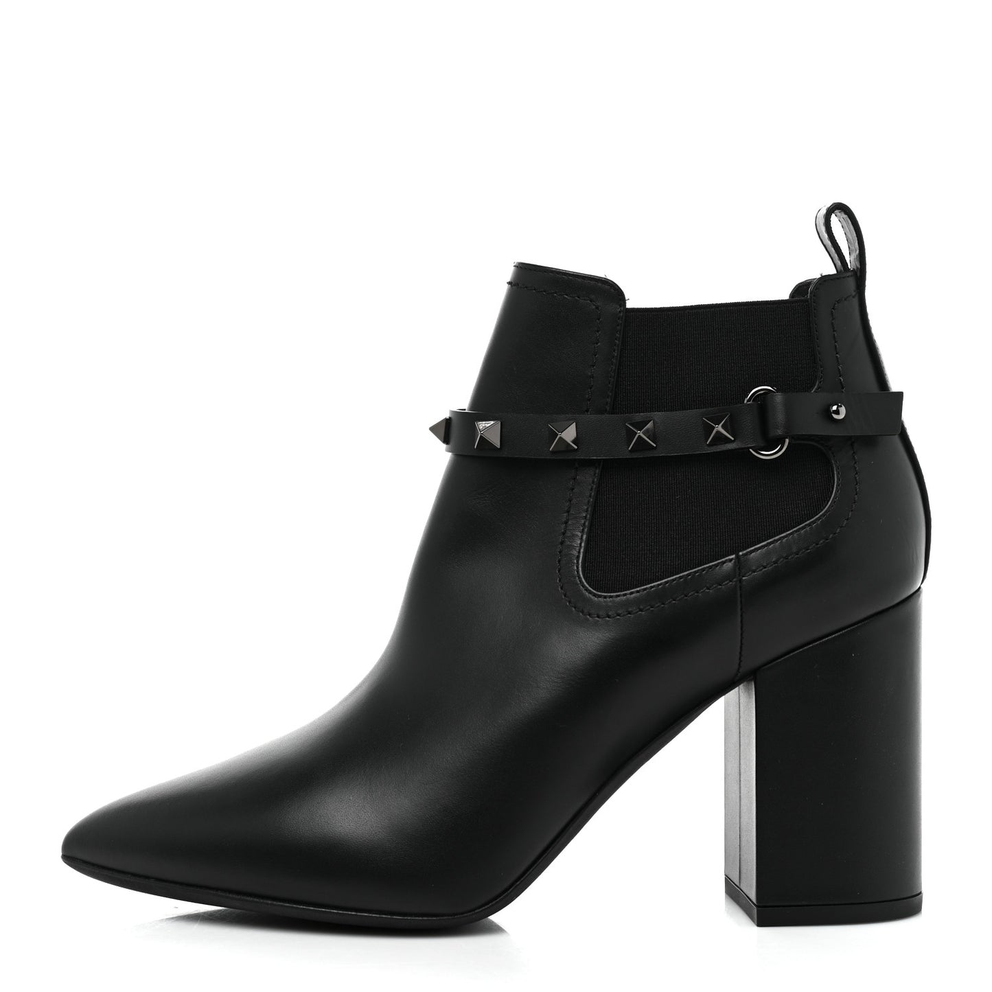 Calfskin Rockstud Chelsea 85mm Ankle Boots 39 Black