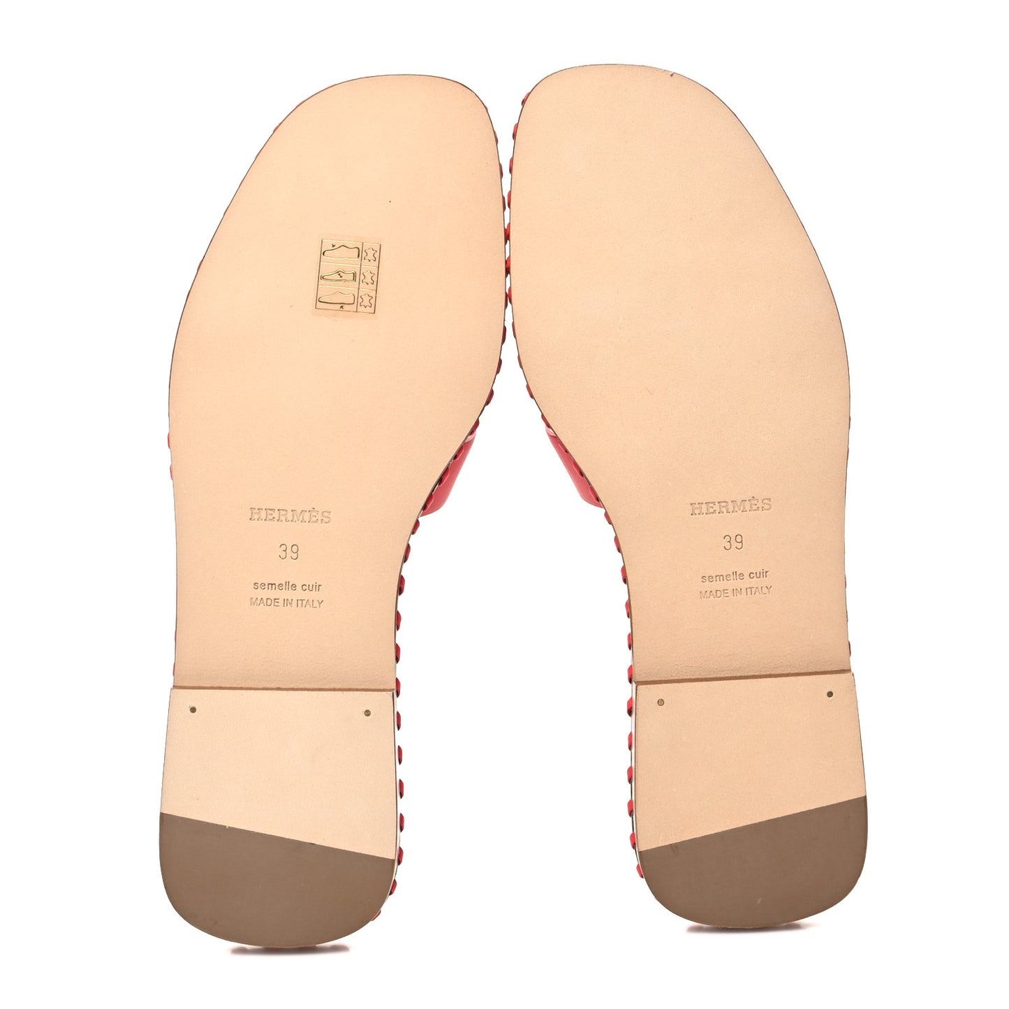 Box Calfskin Braided Oran Sandals 39 Rouge Grenadine