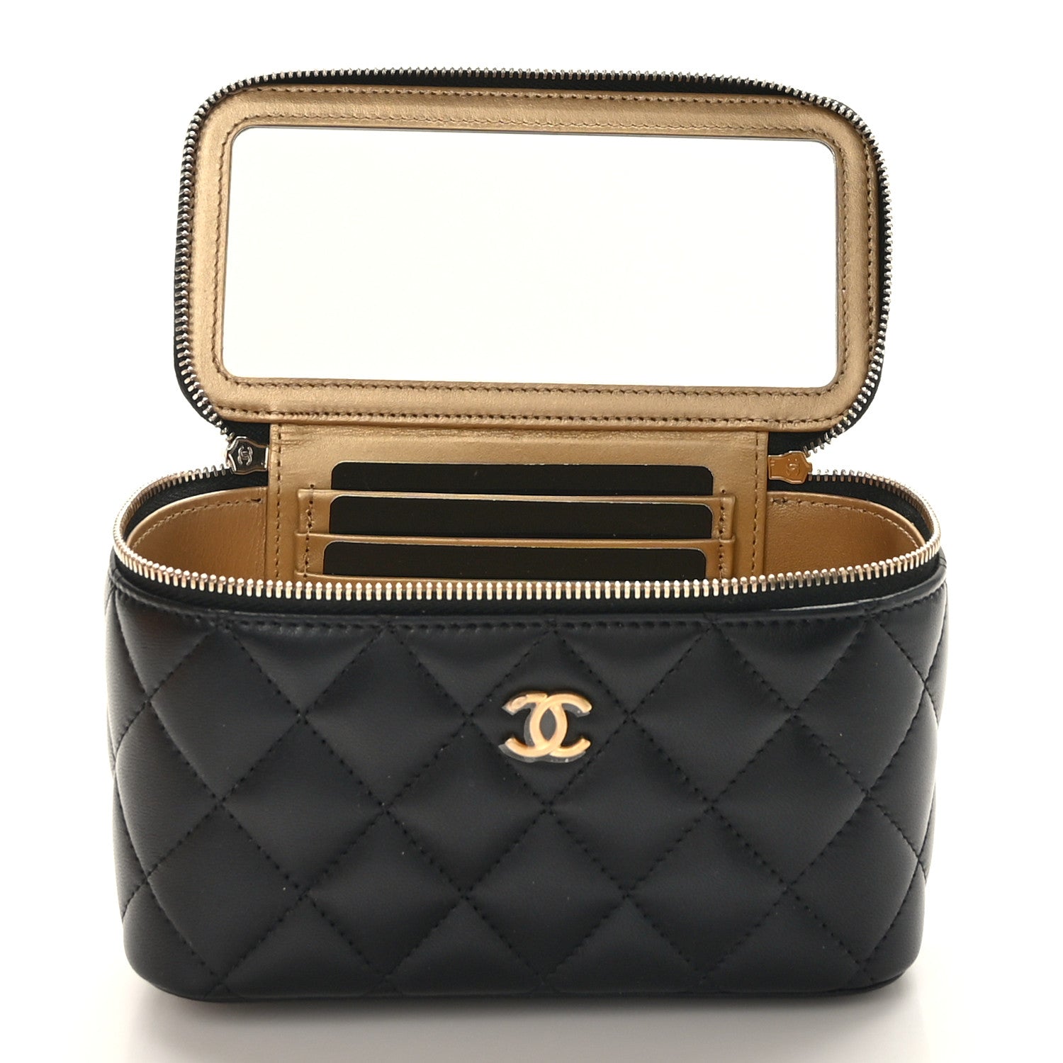 Chanel Lambskin Quilted Pearl Crush Small Vanity Case With Chain Black 5 of 11