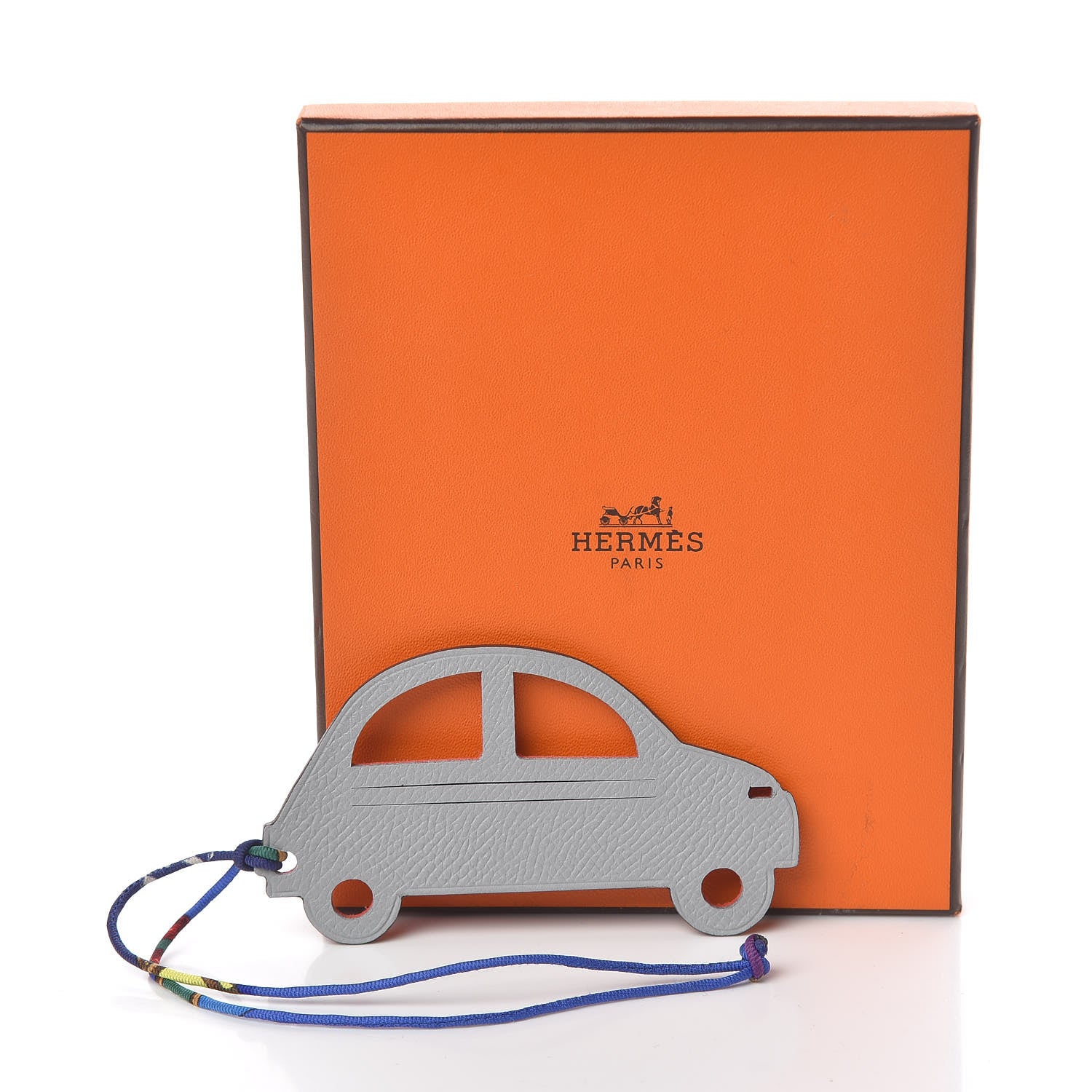 Hermes Togo Epsom Petit H Italian Car Bag Charm Rouge Casaque Gris Mouette 4 of 4