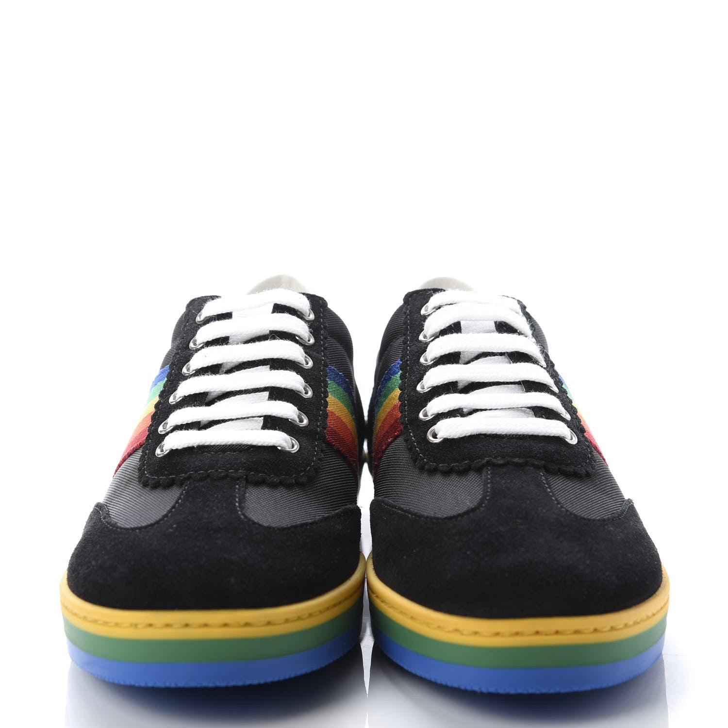 Gucci Suede Rainbow Womens G74 Sneakers 35 Black 2 of 10