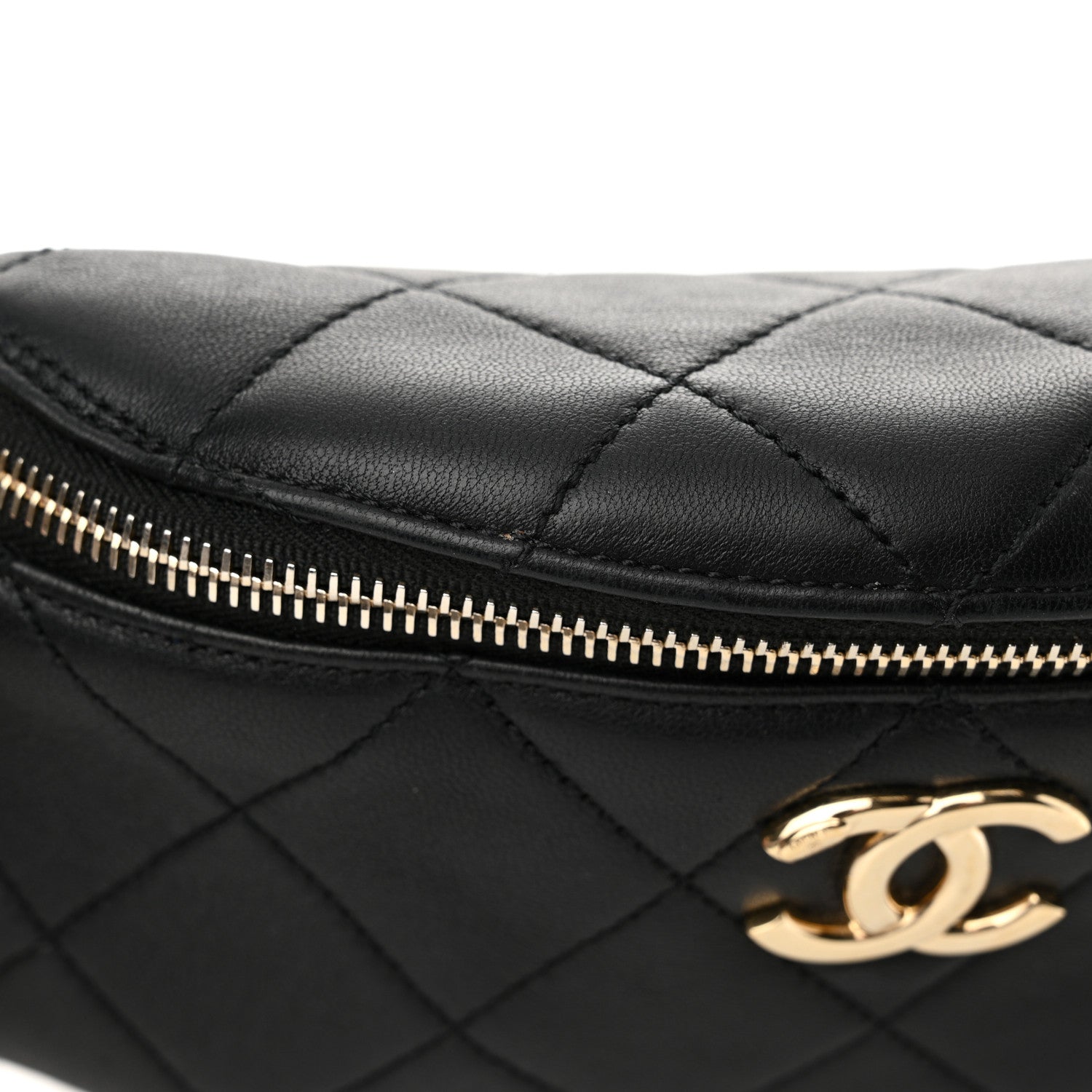 Chanel Lambskin Quilted Resin Bi-Color Waist Bag Fanny Pack Black 12 of 12