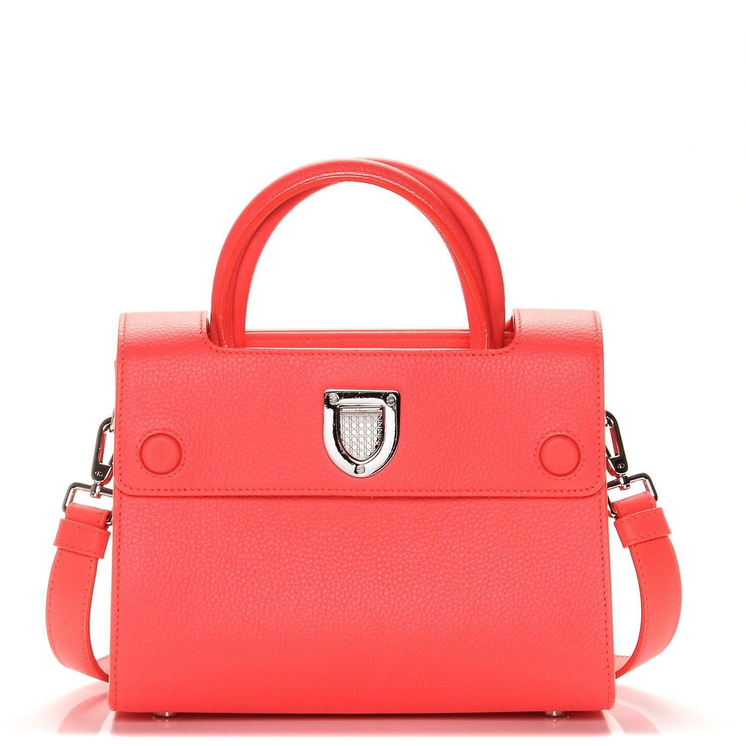 Christian Dior Grained Calfskin Mini Diorever Flap Fluorescent Goji Pink 1 of 8