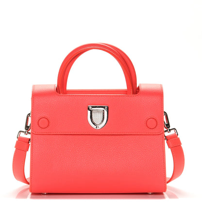 Christian Dior Grained Calfskin Mini Diorever Flap Fluorescent Goji Pink 1 of 8