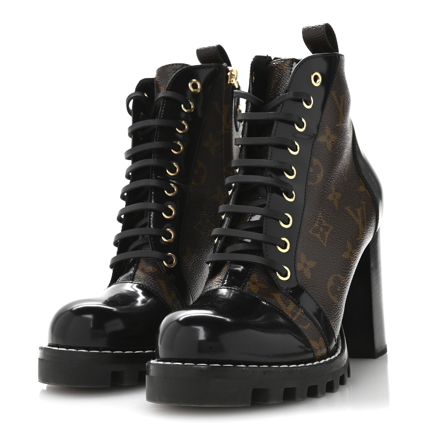Louis Vuitton Patent Calfskin Monogram Star Trail Ankle Boots 39 Black 4 of 8
