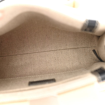 Chloe Cotton Calfskin Small Woody Ribbon Tote With Strap White Navy 5 of 12