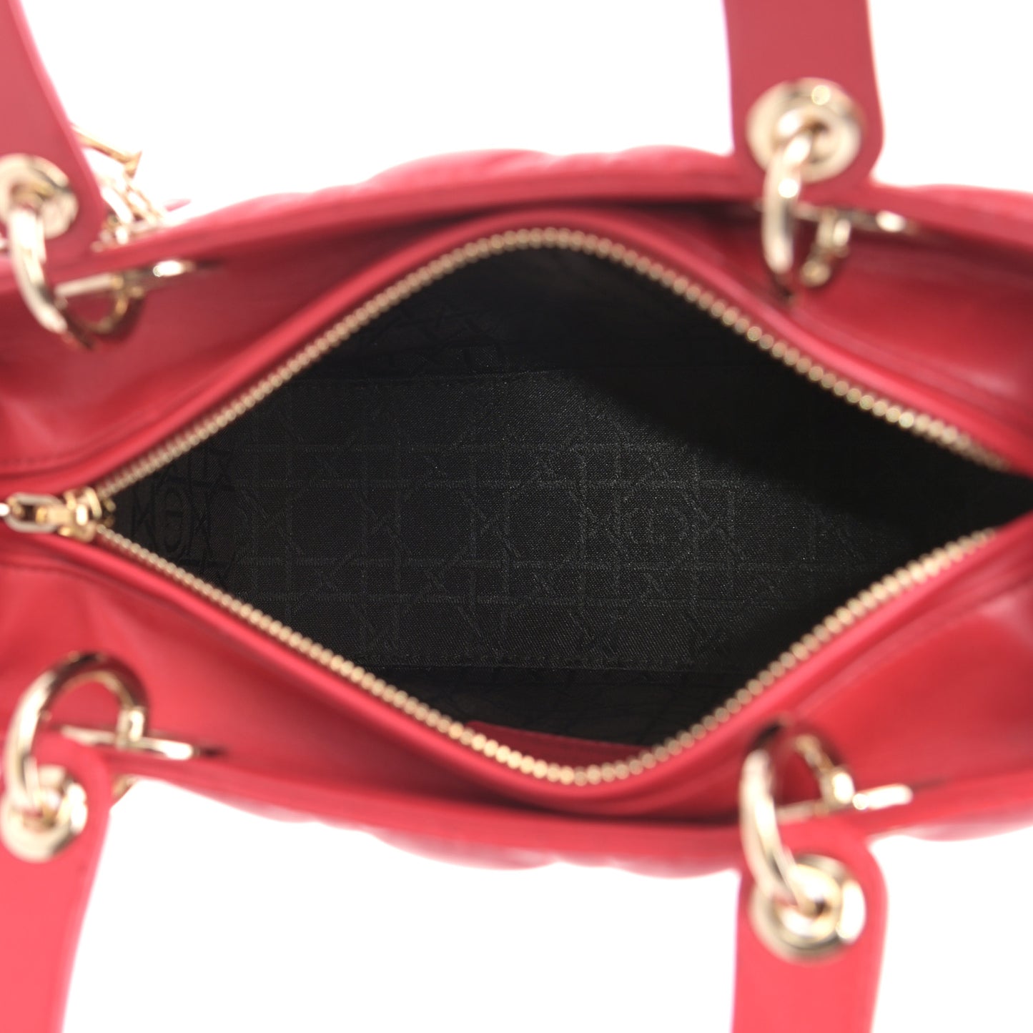 Lambskin Cannage Medium Lady Dior Red