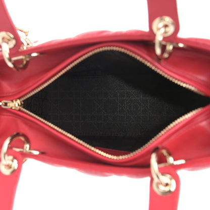 Christian Dior Lambskin Cannage Medium Lady Dior Red 5 of 10