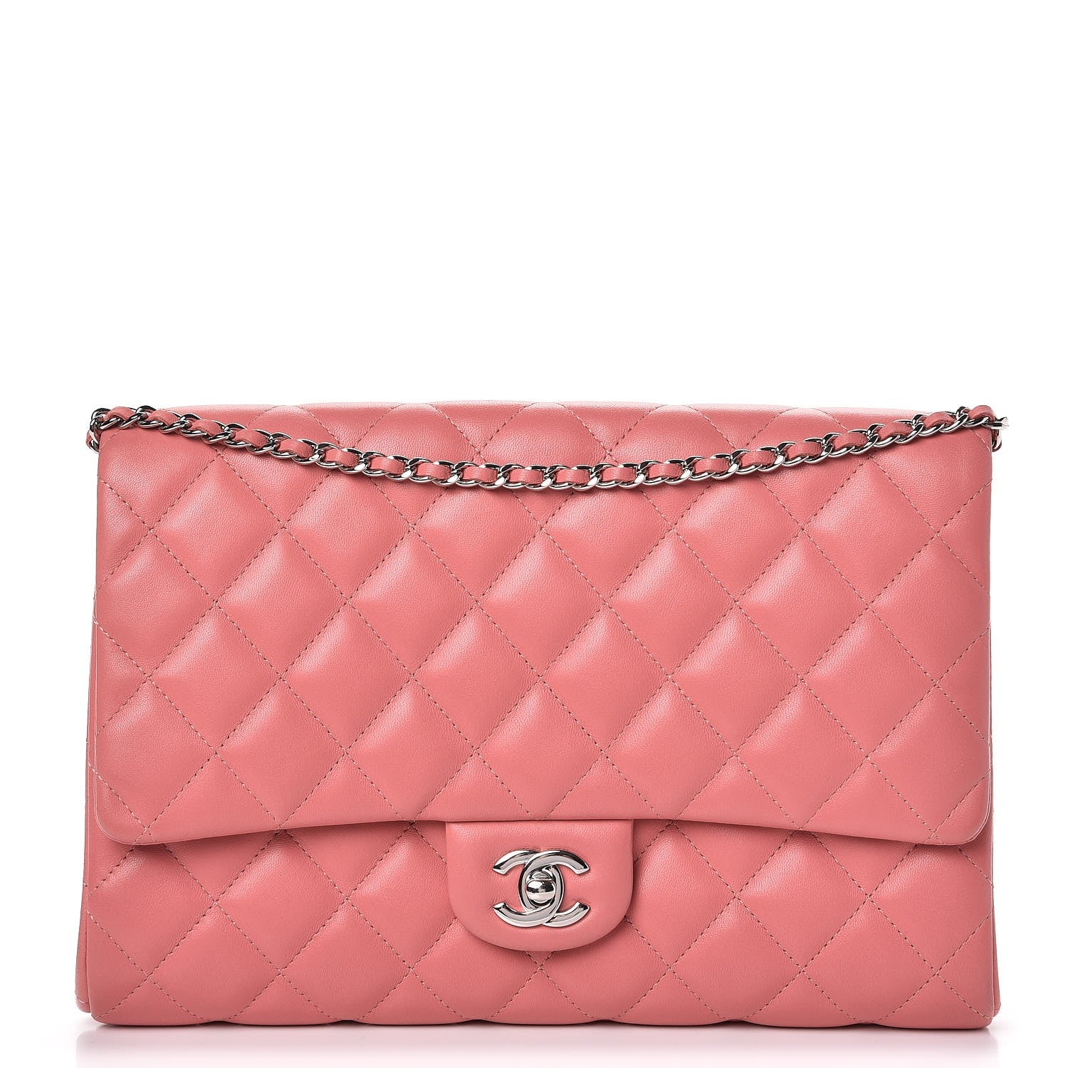 Chanel Lambskin Quilted Clutch With Chain Flap Pink 1 of 7