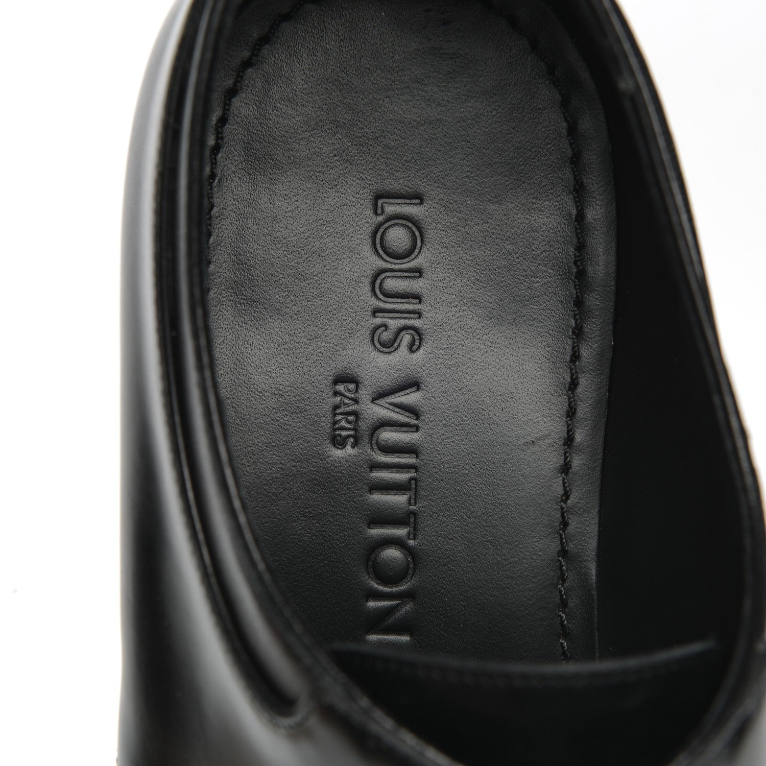 Louis Vuitton Mens Lambskin Derby Lace Up Shoes 8.5 Black 7 of 8