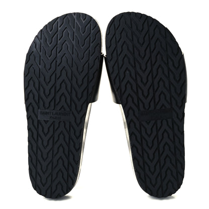 Saint Laurent Calfskin Monogram Jimmy Joan Slide Sandals 38 Black 6 of 9