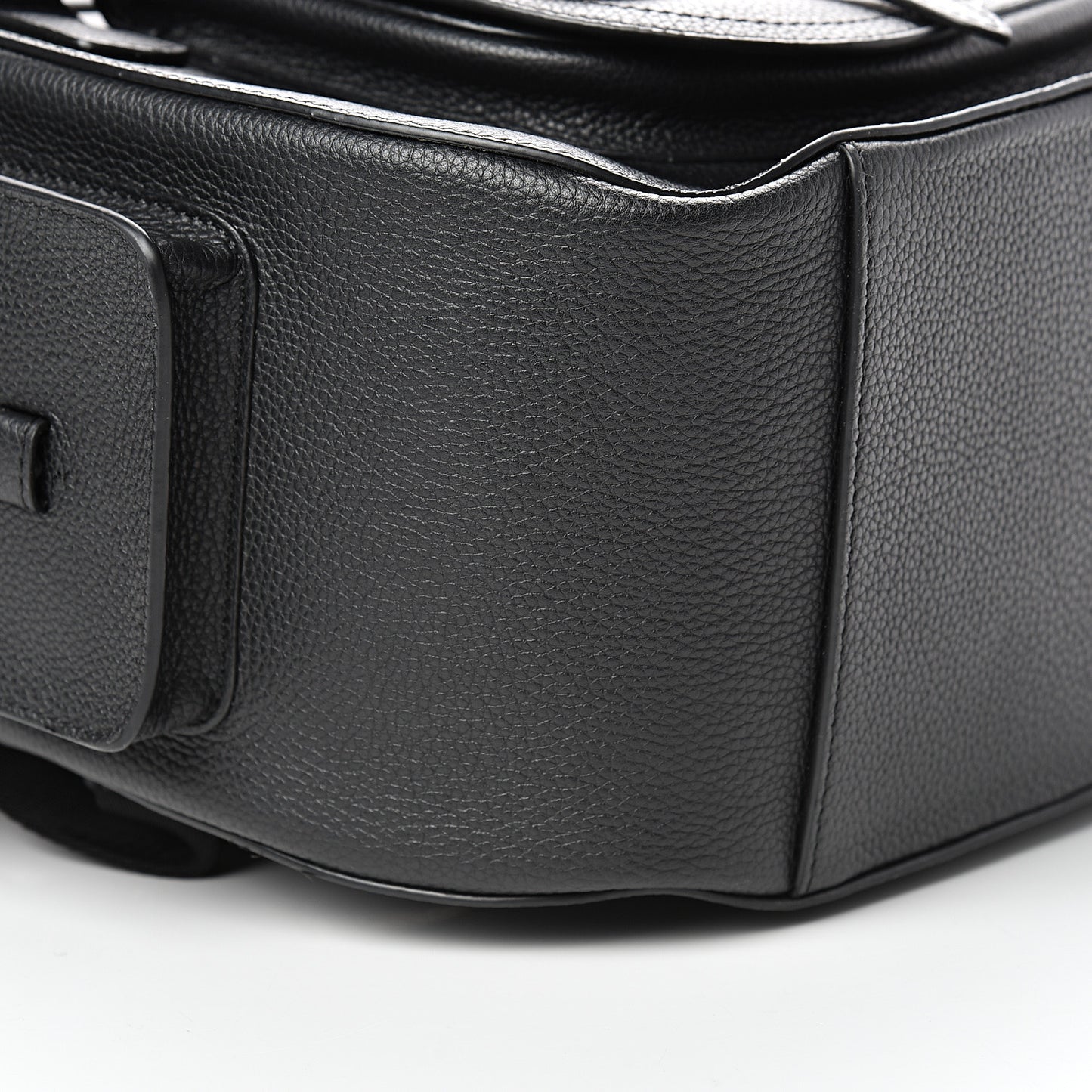 Grained Calfskin Saddle Backpack Black
