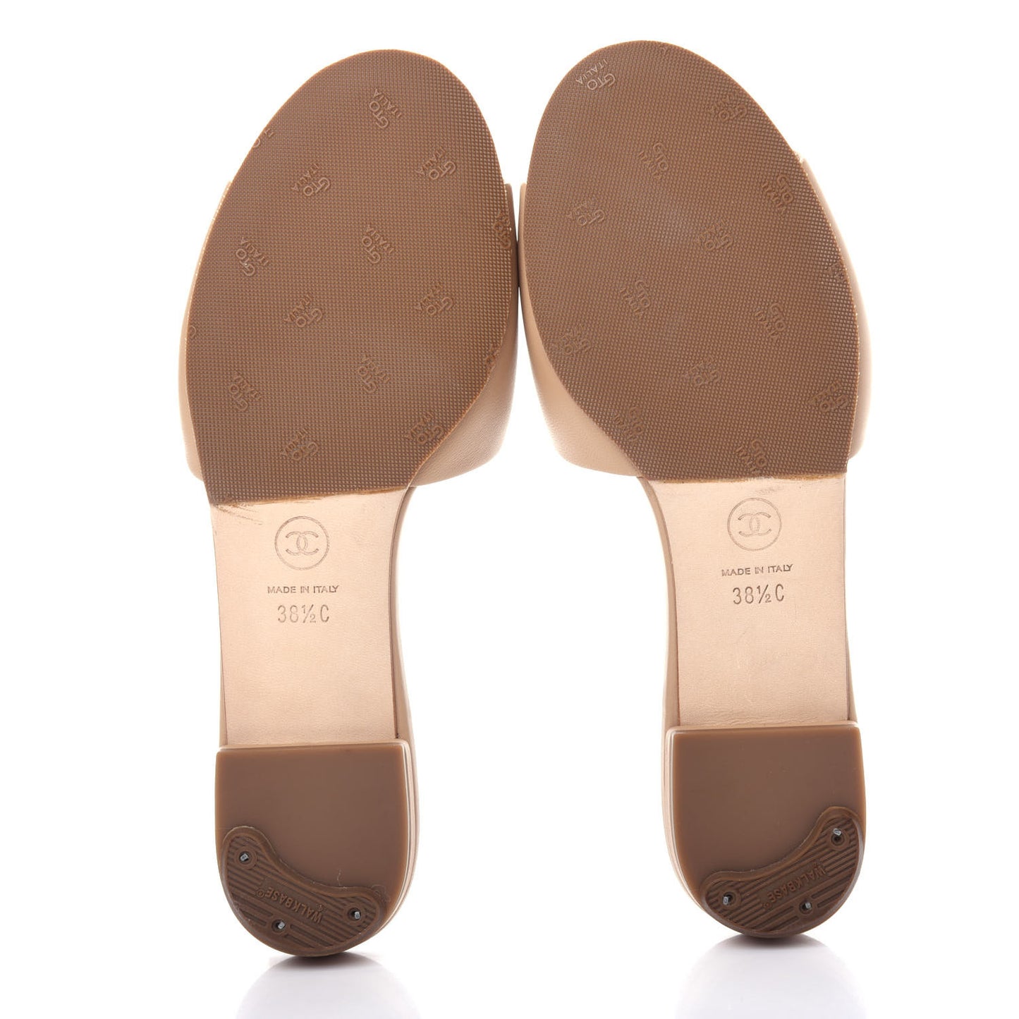 Lambskin Enamel CC Mules 38.5 Beige