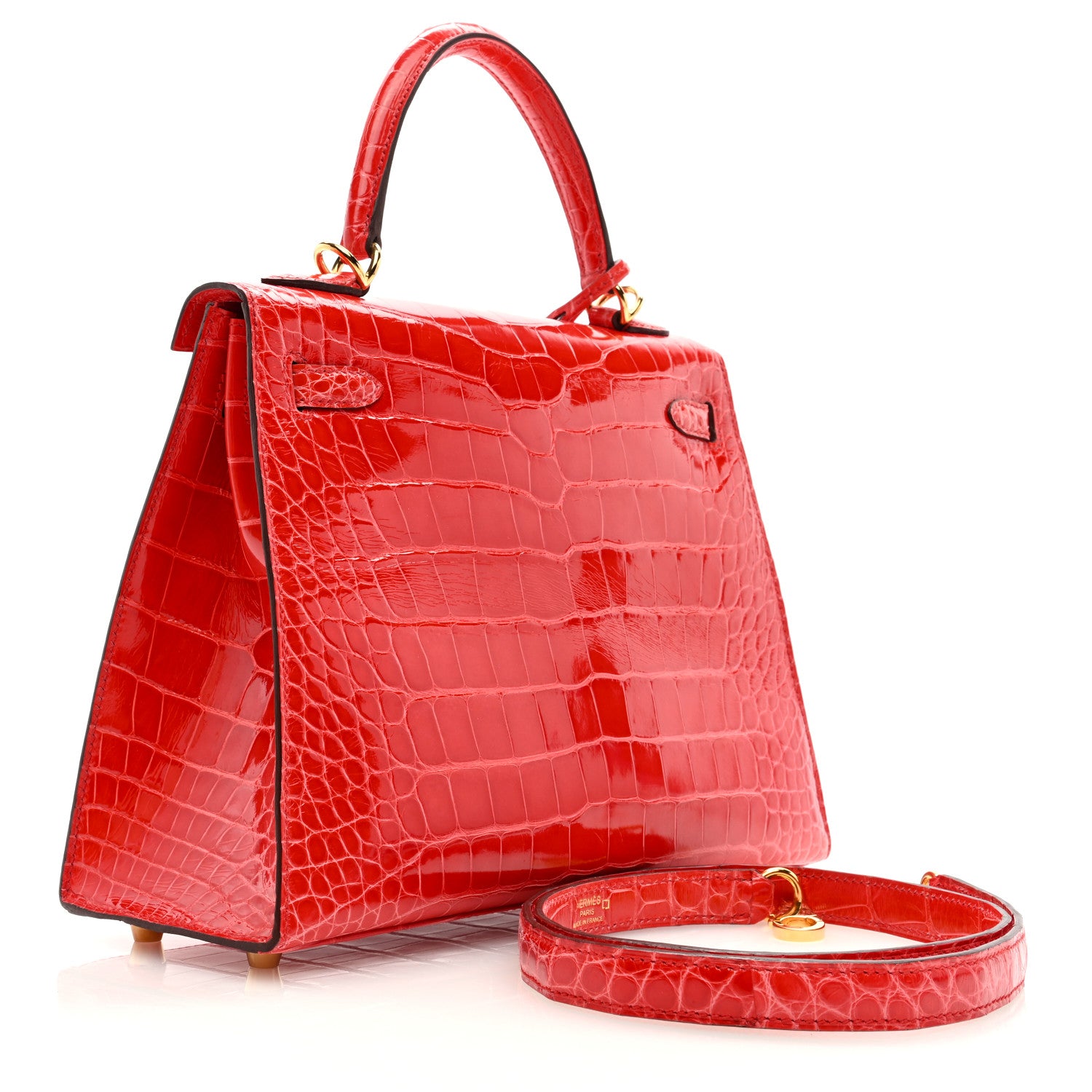 Hermes Shiny Alligator Kelly Sellier 25 Rouge de Coeur 3 of 9