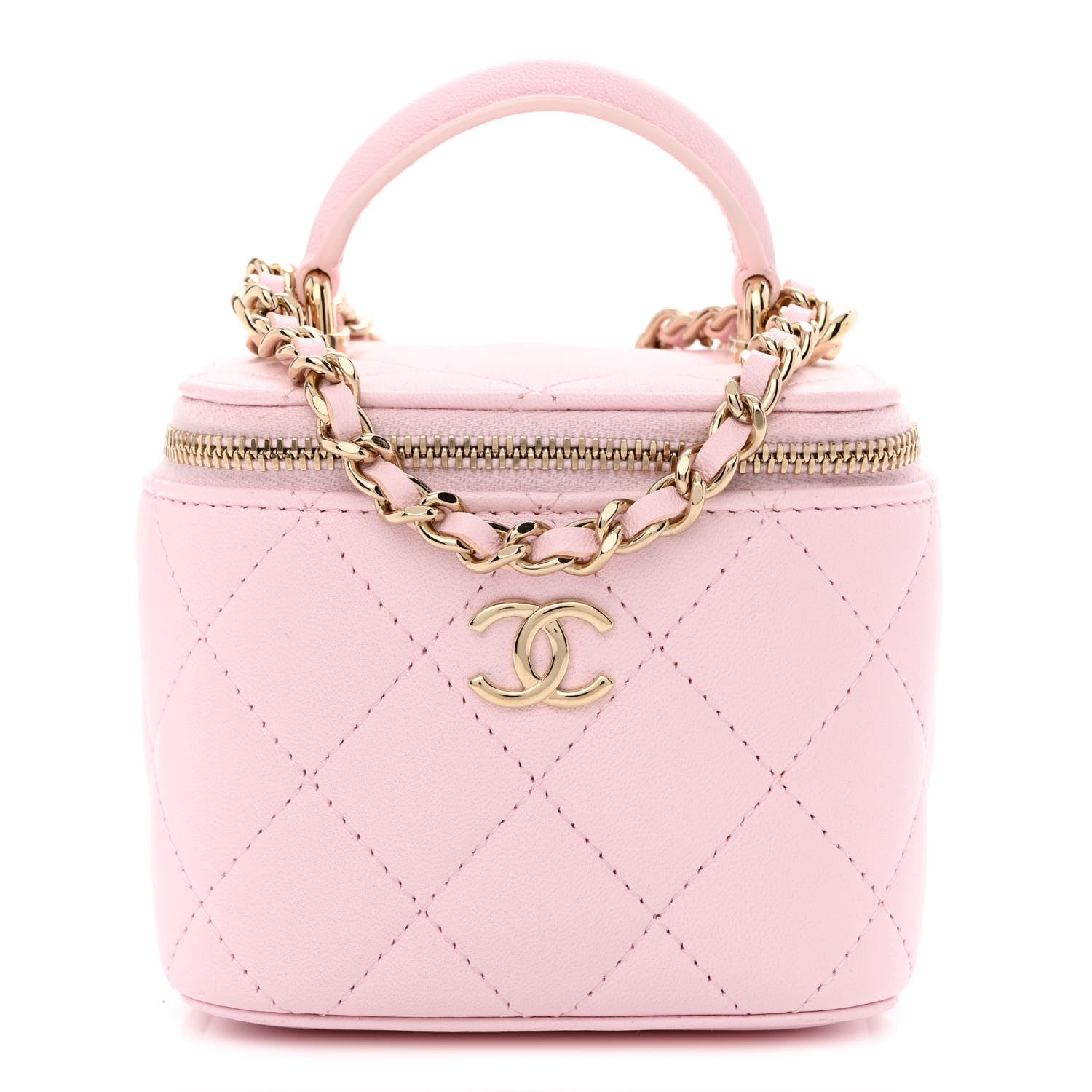 Chanel Lambskin Quilted Mini Top Handle Vanity Case With Chain Light Pink 1 of 11