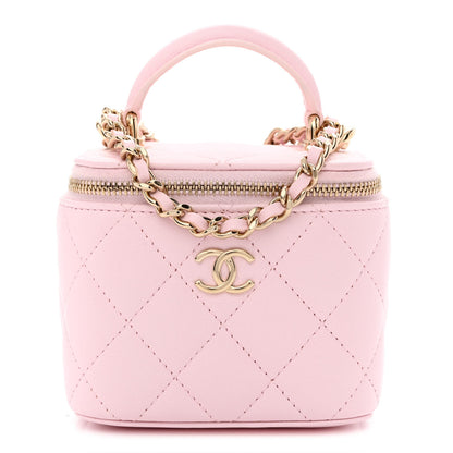 Chanel Lambskin Quilted Mini Top Handle Vanity Case With Chain Light Pink 1 of 11