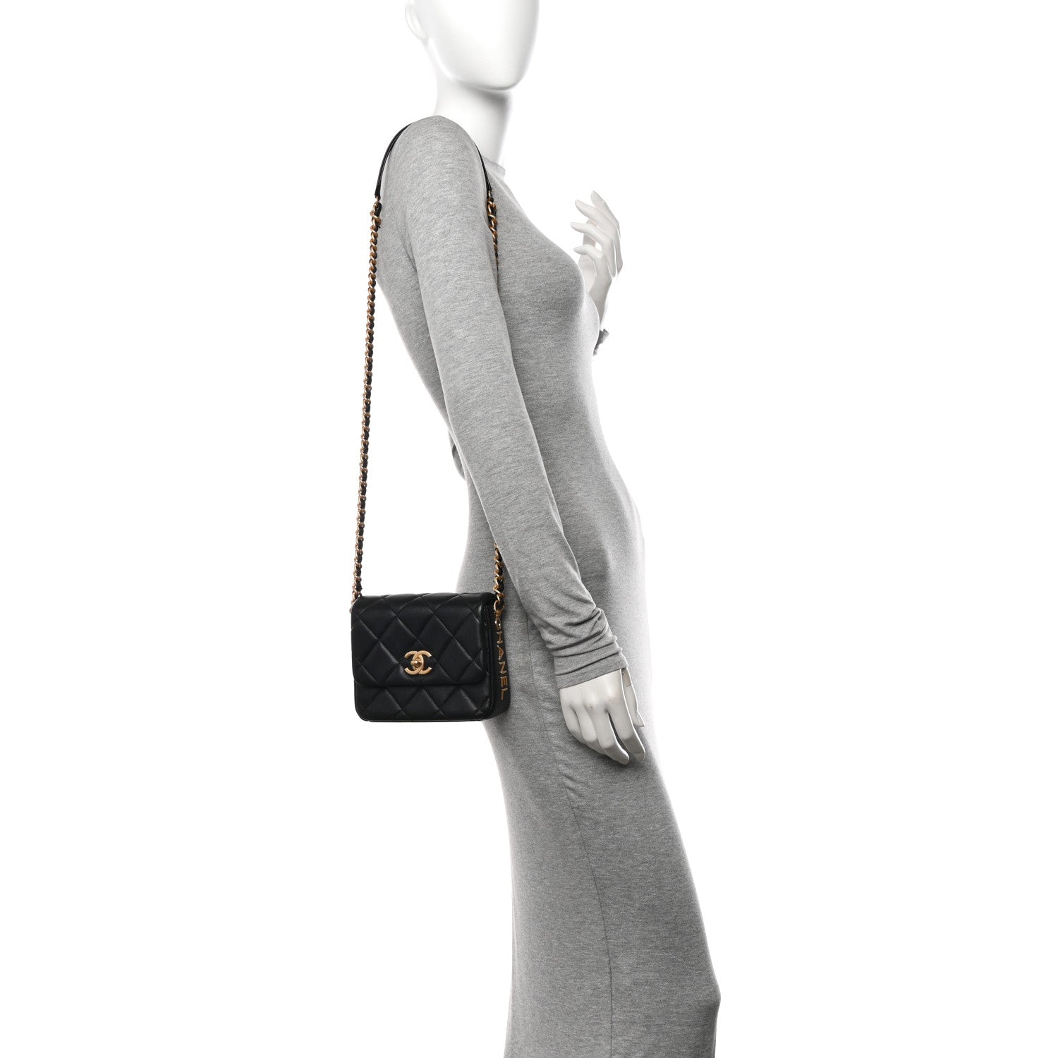 Chanel Lambskin Quilted Mini Side Note Flap Black 2 of 11