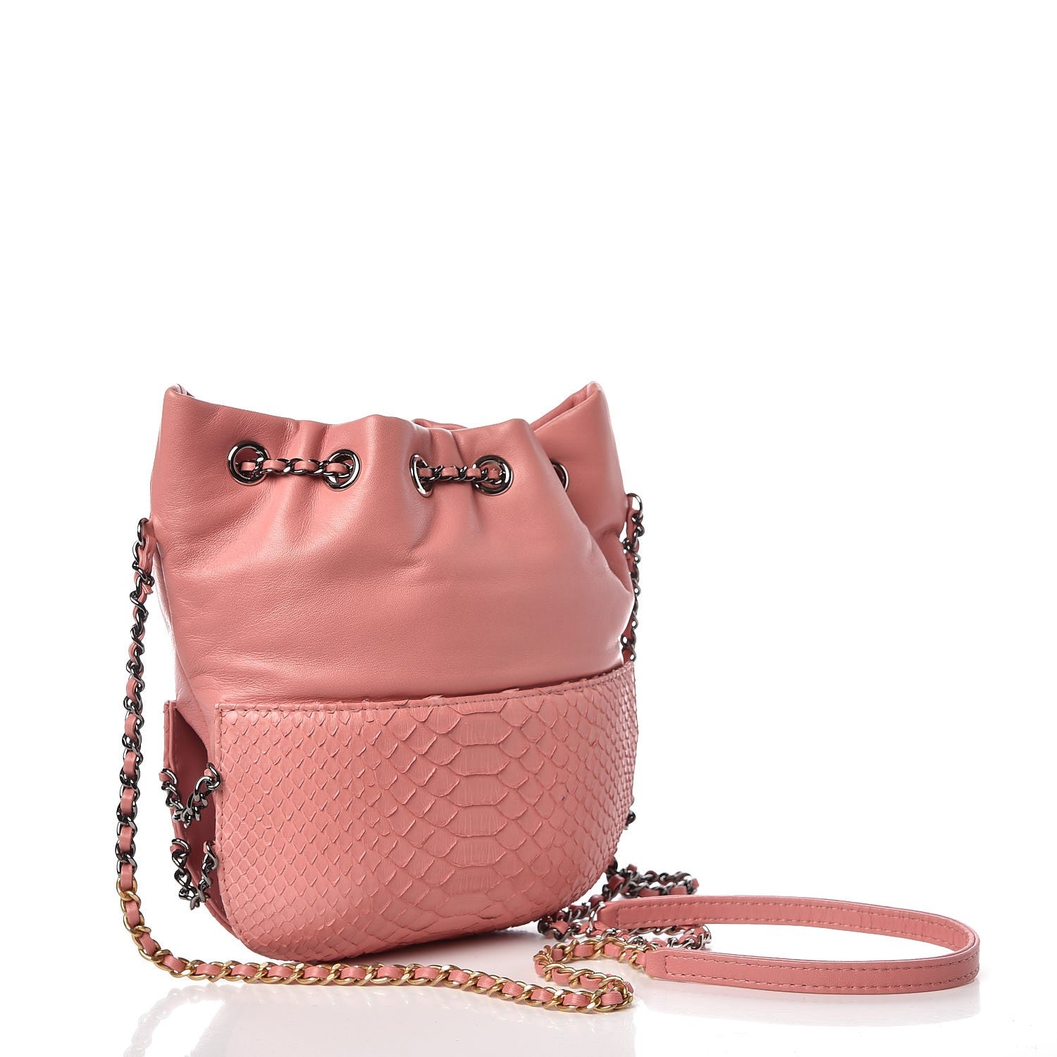 Chanel Python Calfskin Small Gabrielle Bucket Pink 4 of 10