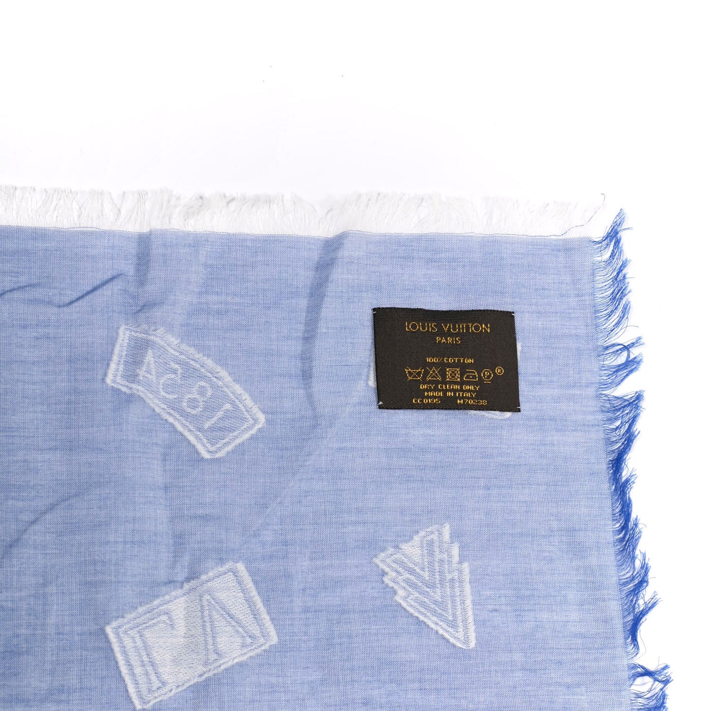 Cotton Logo Stickers Scarf Blue