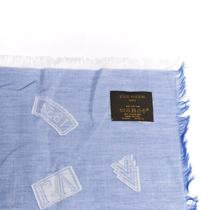 Louis Vuitton Cotton Logo Stickers Scarf Blue 3 of 3