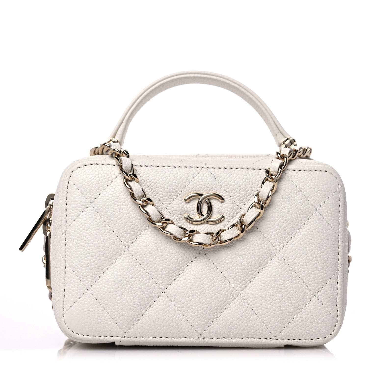 Chanel Caviar Quilted Small Top Handle Vanity Case White 2 of 11