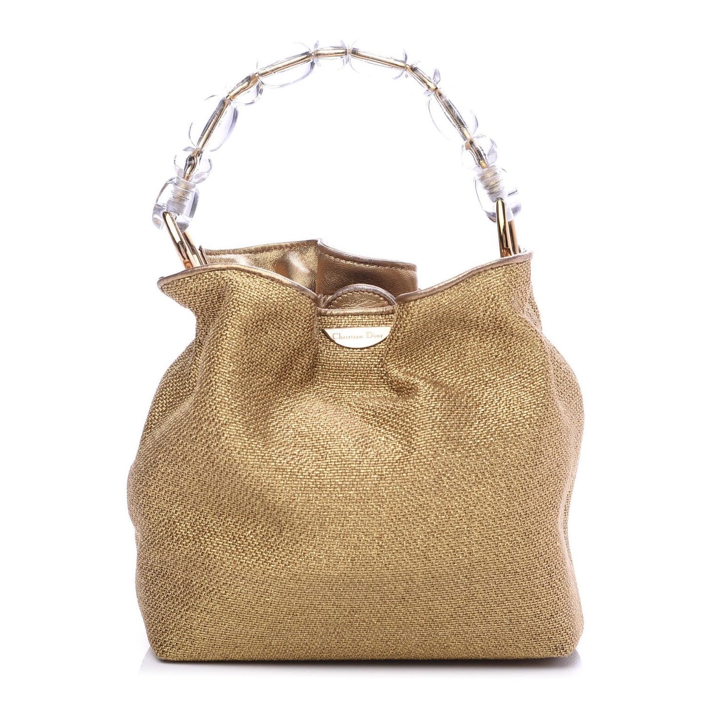 Metallic Canvas Maris Pearl Beaded Mini Tote Gold