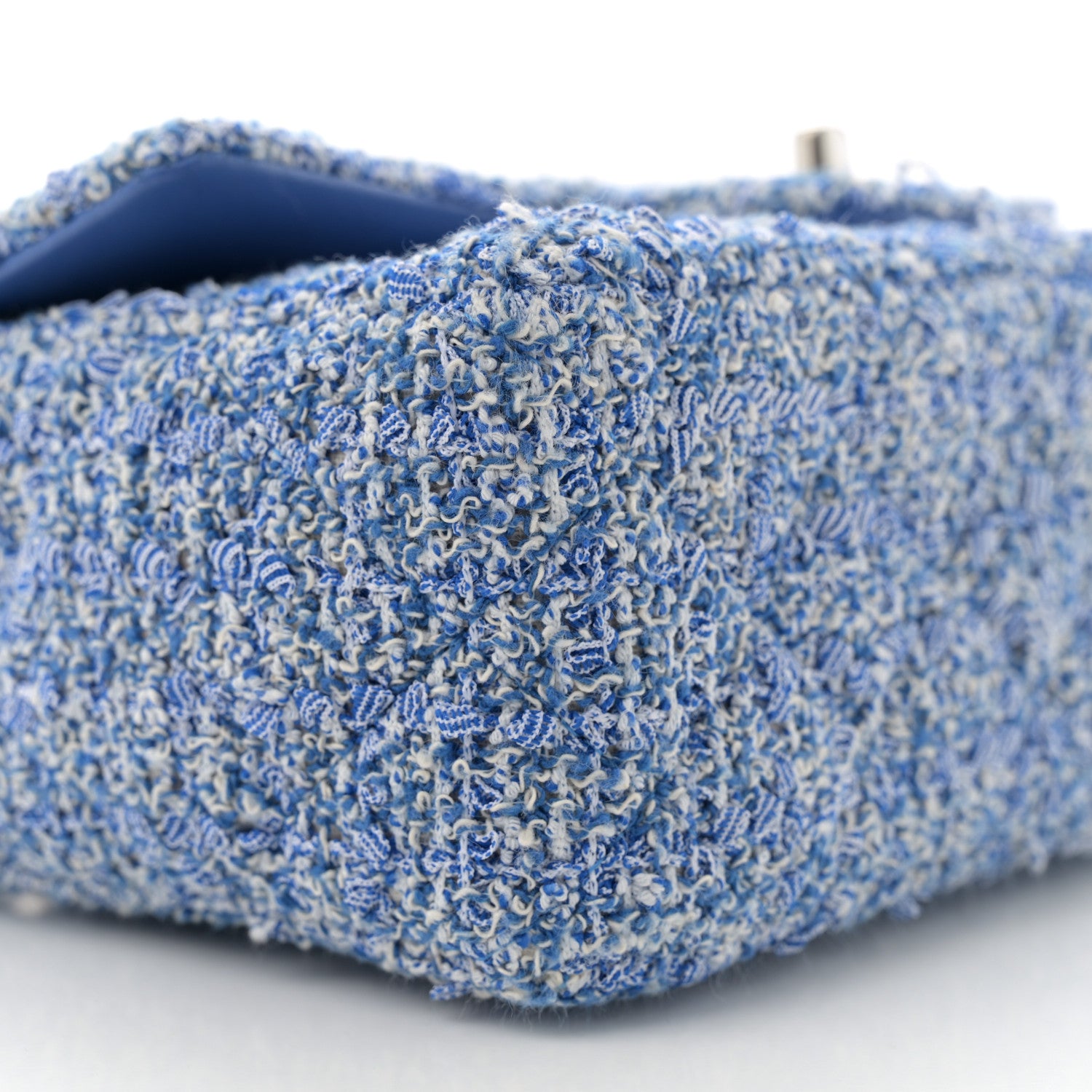 Chanel Tweed Quilted Mini Rectangular Flap Blue White 9 of 13