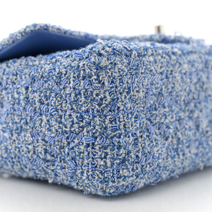 Chanel Tweed Quilted Mini Rectangular Flap Blue White 9 of 13