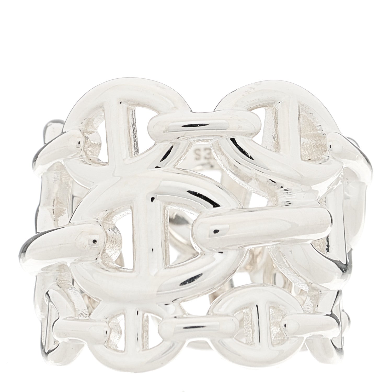 Hermes Sterling Silver GM Chaine d'Ancre Enchainee Band Ring 50 5.5 1 of 6