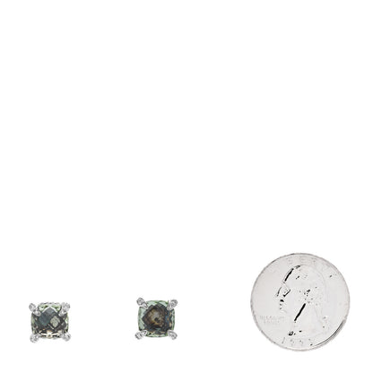 David Yurman Sterling Silver Diamond Prasiolite 9mm Chatelaine Earrings 2 of 5
