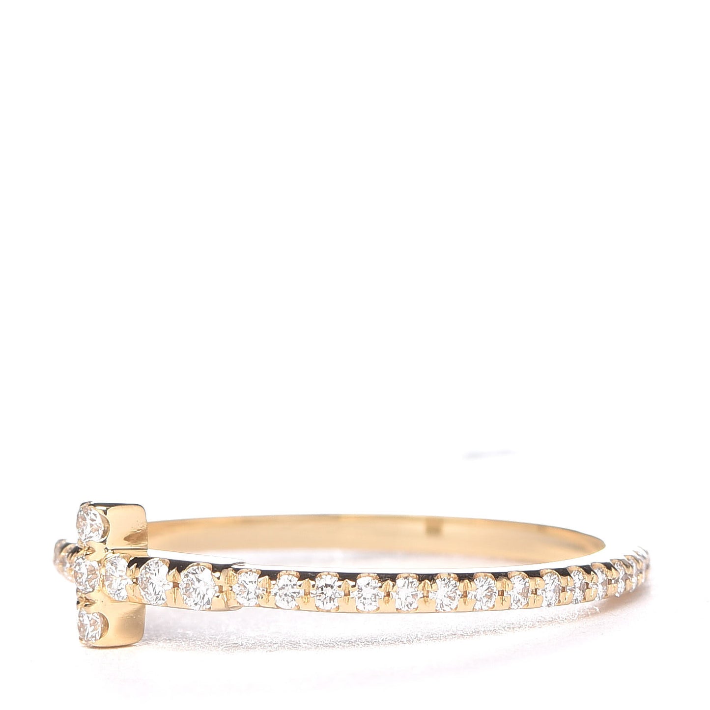18K Yellow Gold Diamond T Wire Pave Ring 50 5.5