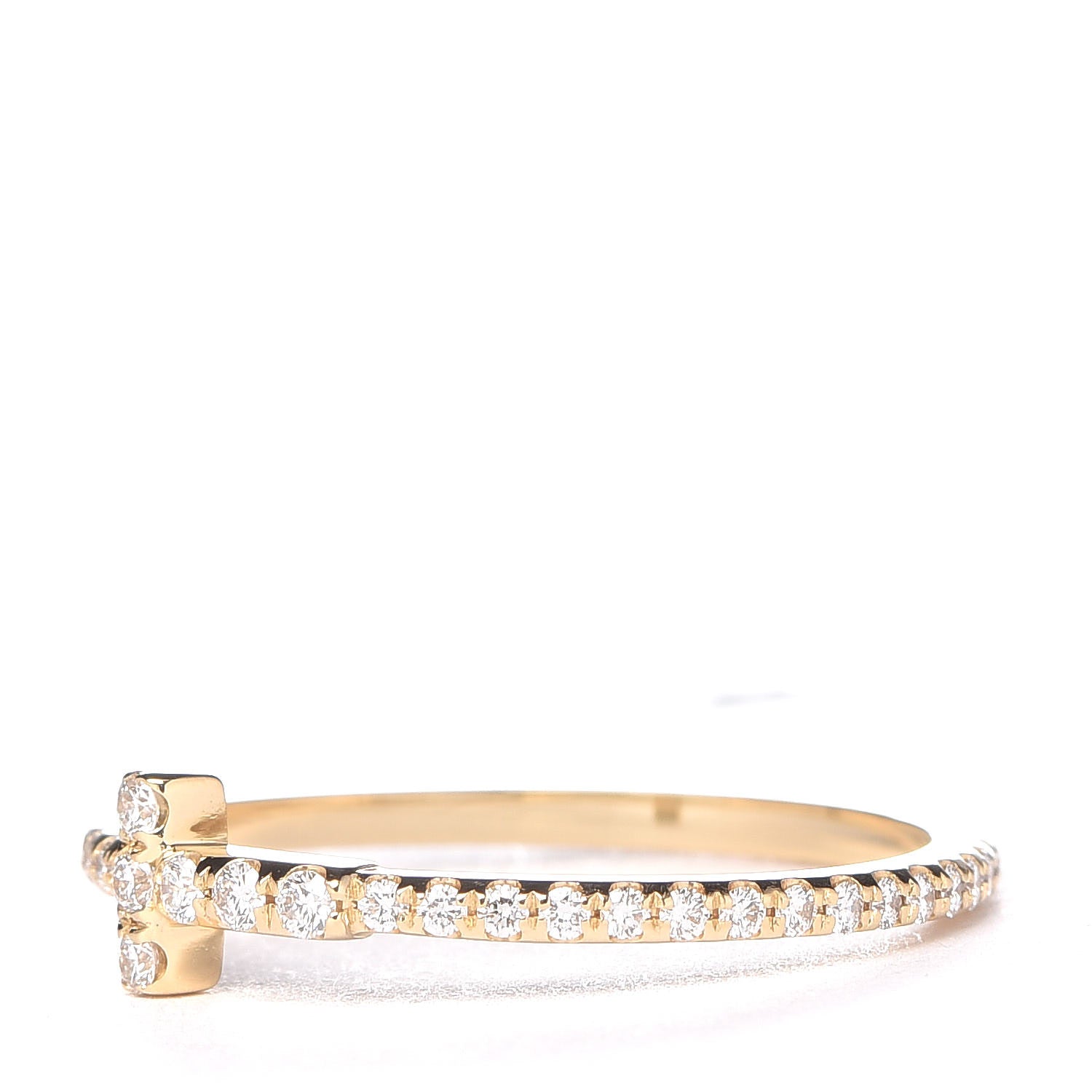 Tiffany 18K Yellow Gold Diamond T Wire Pave Ring 50 5.5 3 of 6