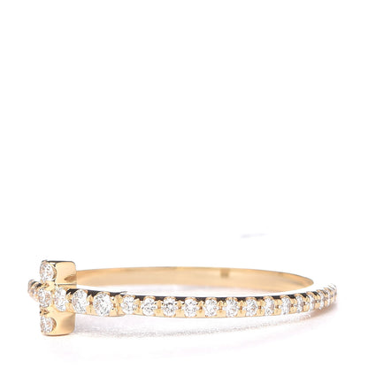 Tiffany 18K Yellow Gold Diamond T Wire Pave Ring 50 5.5 3 of 6