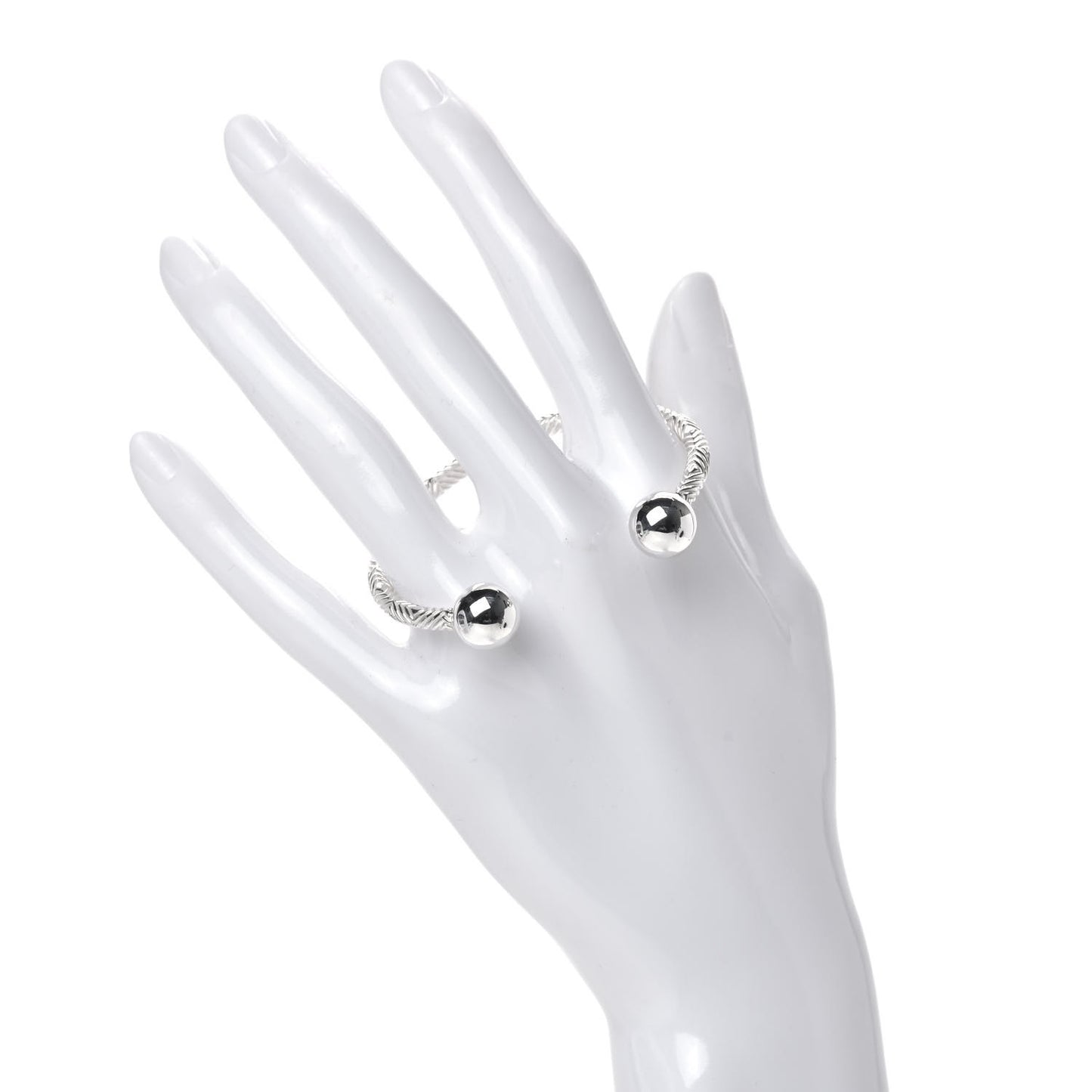 Sterling Silver Textured Barbell Cuff Bracelet