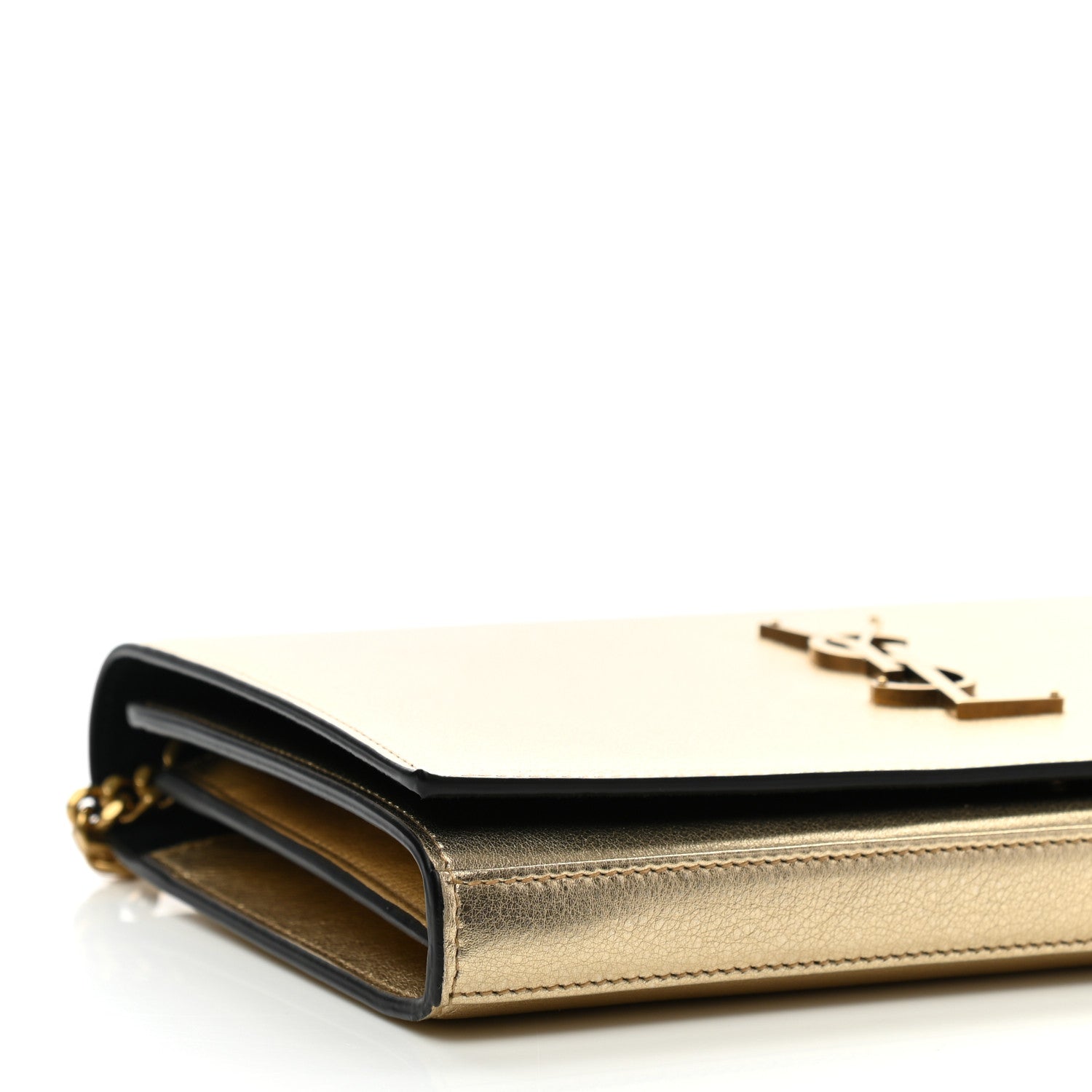 Saint Laurent Metallic Calfskin Medium Classic Monogram Kate Satchel Gold 9 of 11
