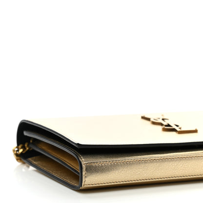 Saint Laurent Metallic Calfskin Medium Classic Monogram Kate Satchel Gold 9 of 11