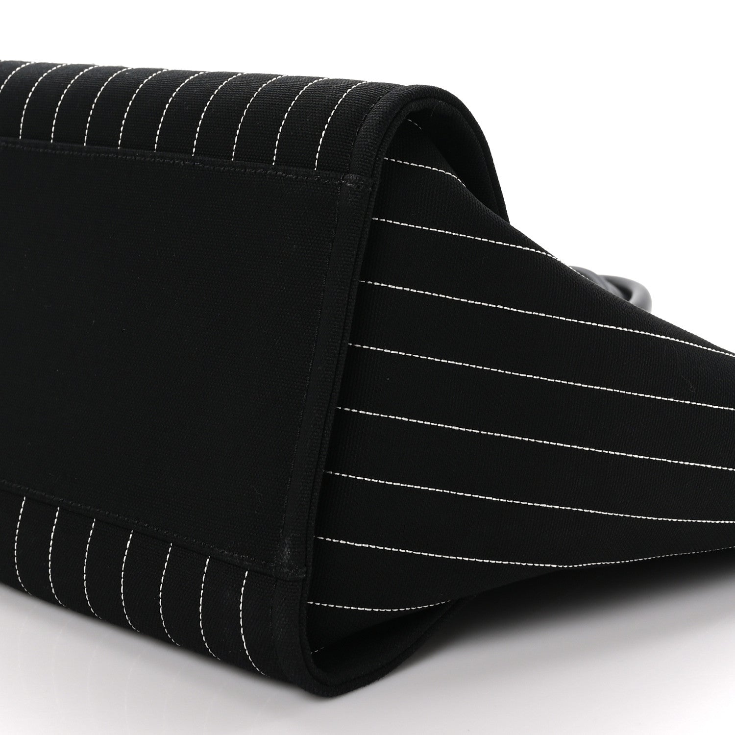 Chanel Canvas Calfskin Striped Medium Deauville Tote Black White 11 of 11