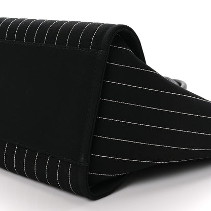 Chanel Canvas Calfskin Striped Medium Deauville Tote Black White 11 of 11